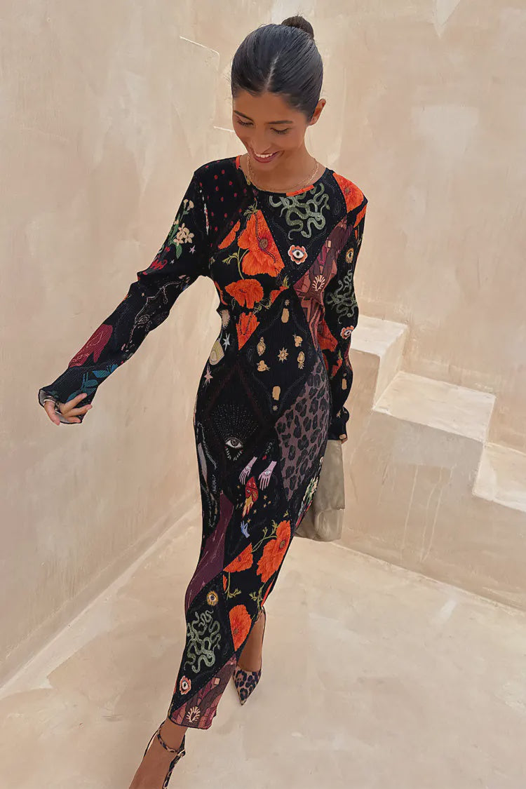 Night Garden Gala Plisse Dress