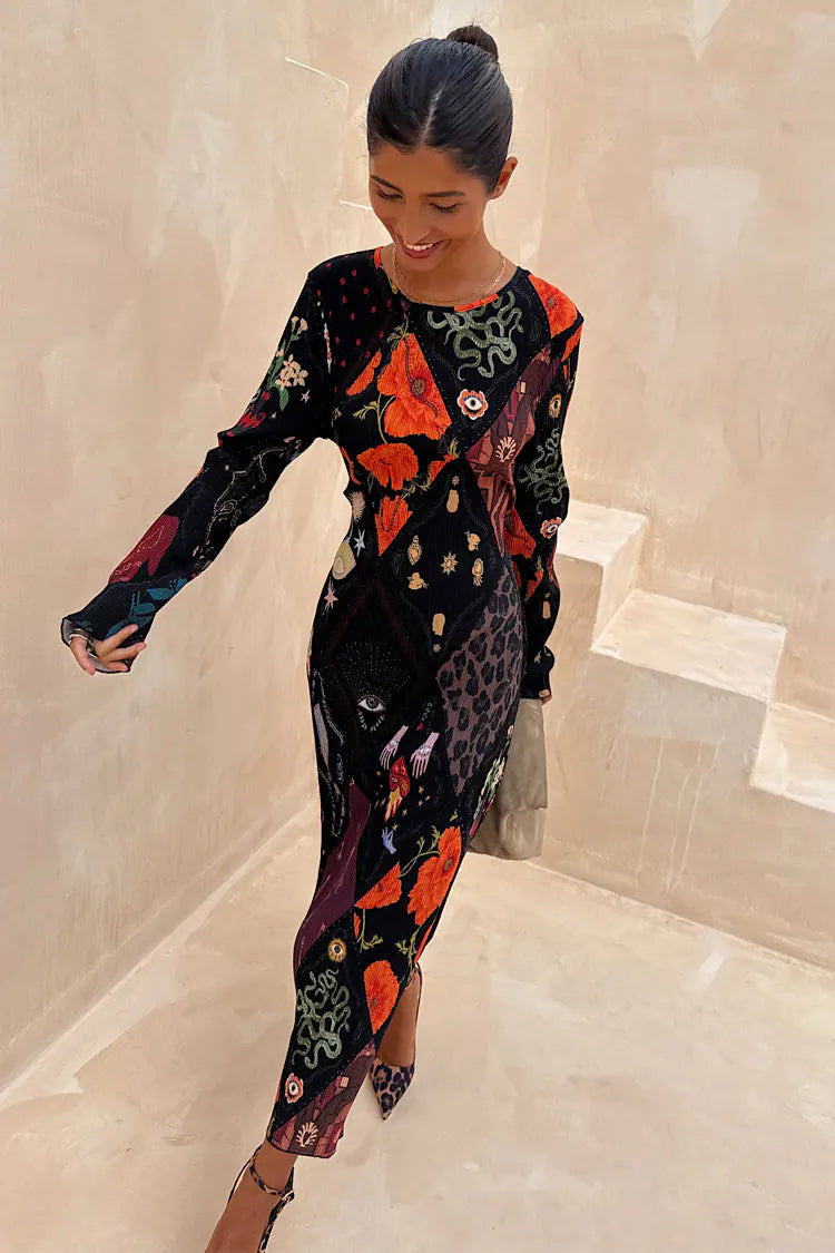 Night Garden Gala Plisse Dress