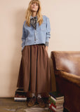 Oui Cognac Taffeta Skirt