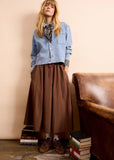 Oui Cognac Taffeta Skirt