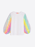 Eugen Tshirt with Sequin Sleeves in Rainbow colours