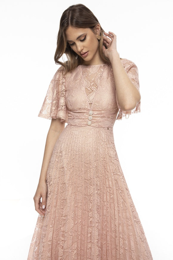 Dusty pink lace dress