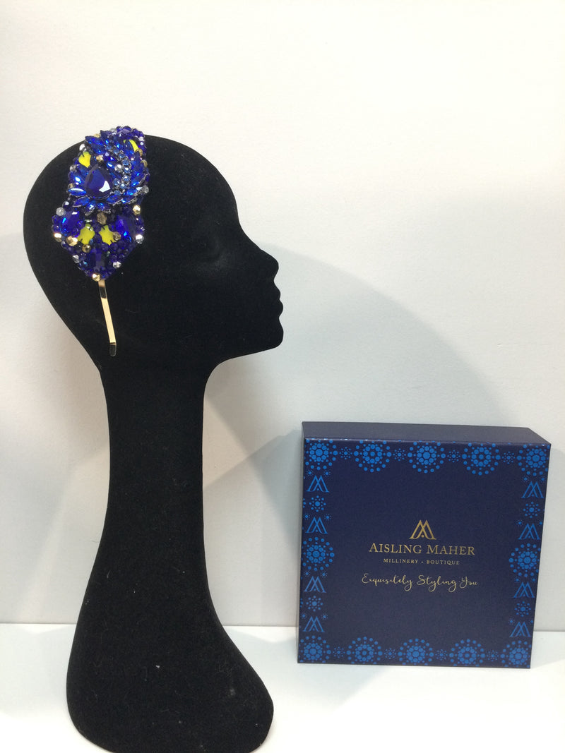 Cobalt Blue with Lemon Plumeria