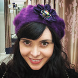 Aisling Maher Purple Beret With Floral Embellishment