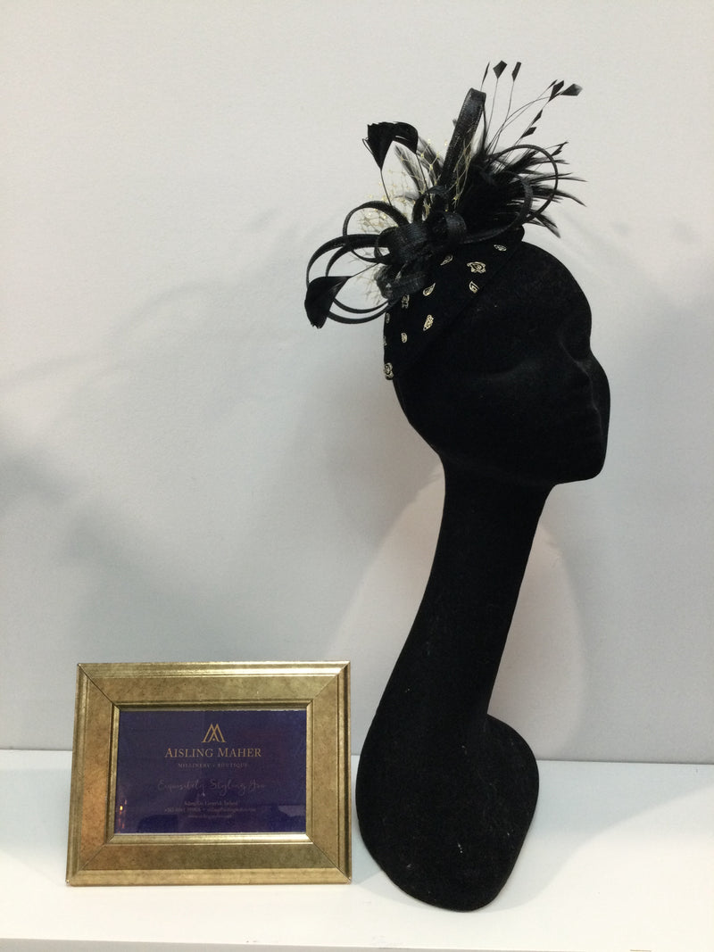 Black and Gold Teardrop Headpiece