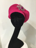 Hot Pink Beret with Silver Embellishment