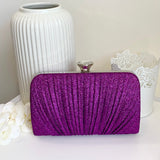 Purple Pleated Glitted Clutch