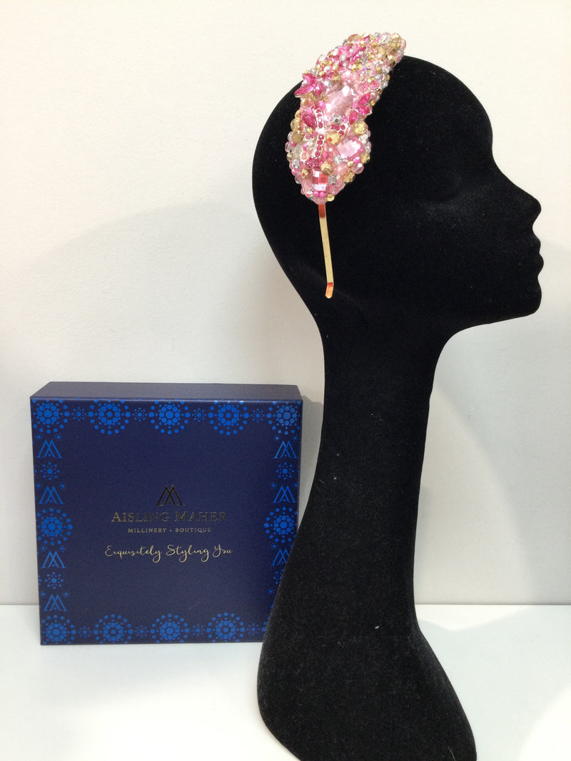 Large Plumeria in Pink, Gold and Silver