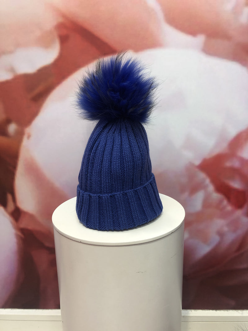 Pom Pom Hat in Blue