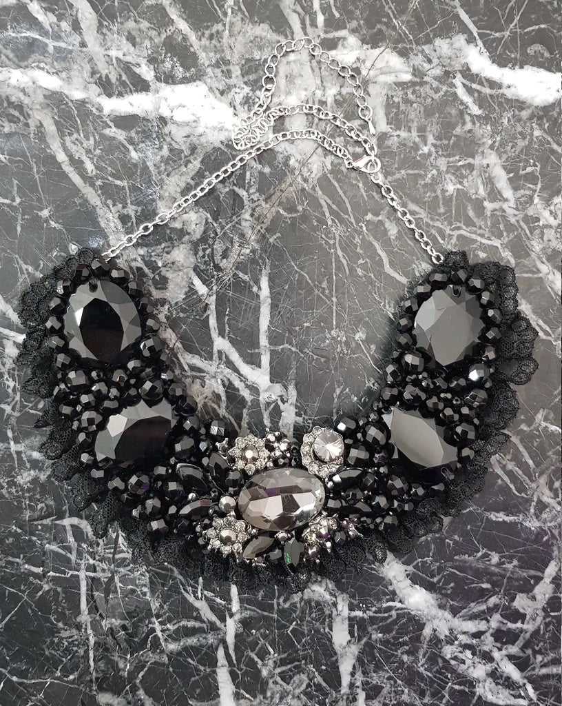 Small Collar - Black with some Silver with Black Lace
