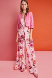 Jumpsuit with orange and pink rose