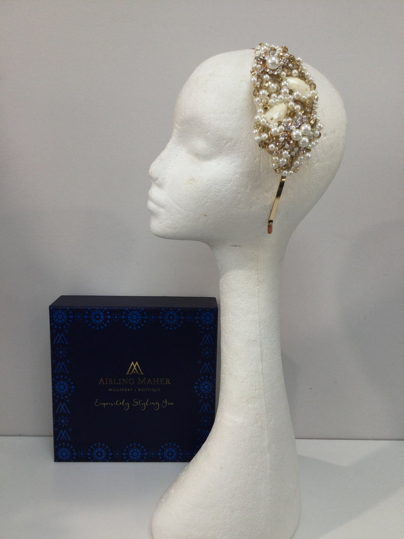 Plumeria in Cream, Pearl and Gold