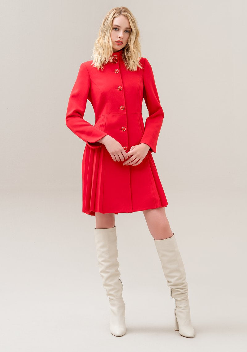 Red Coat with Pleated Back