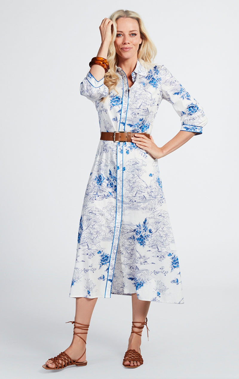 Shirt Dress in a blue vintage print