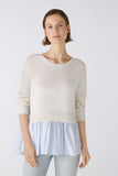 Jumper Beige with Blue and White Striped End