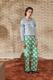 Green and Blue Floral Print Trouser