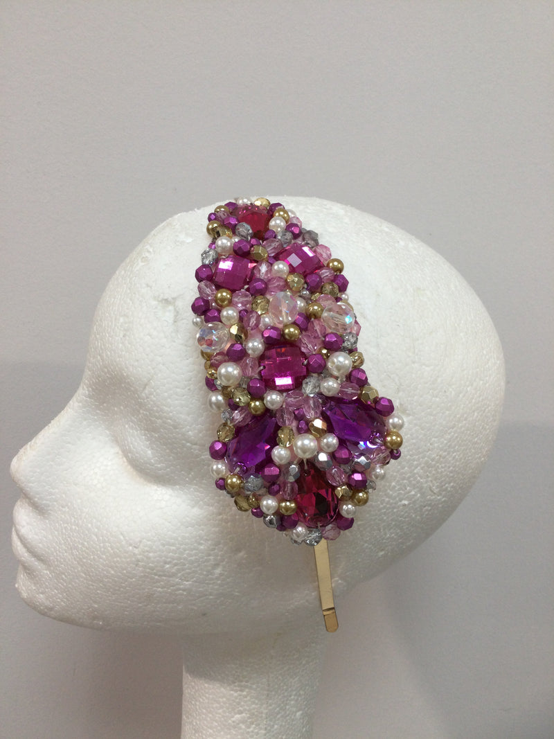 Plumeria in Fuschia, Baby Pink , Pearl and Gold
