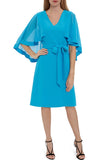 Turquoise Cape Dress with Belt