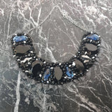 Small Collar - Black Aqua & Silver with Pewter Lace