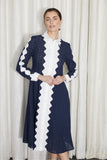 Opera dress in navy and white
