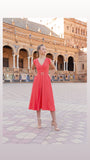 Coral Dress with Belt