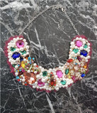 Small Collar - Pearl & Multicolour with Pink Lace