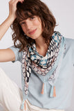 Ice and Print Scarf with Tassels
