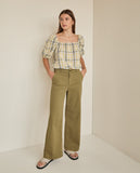 Khaki Washed Out Wide Leg Jeans