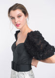 Black Top with Tulle Sleeves