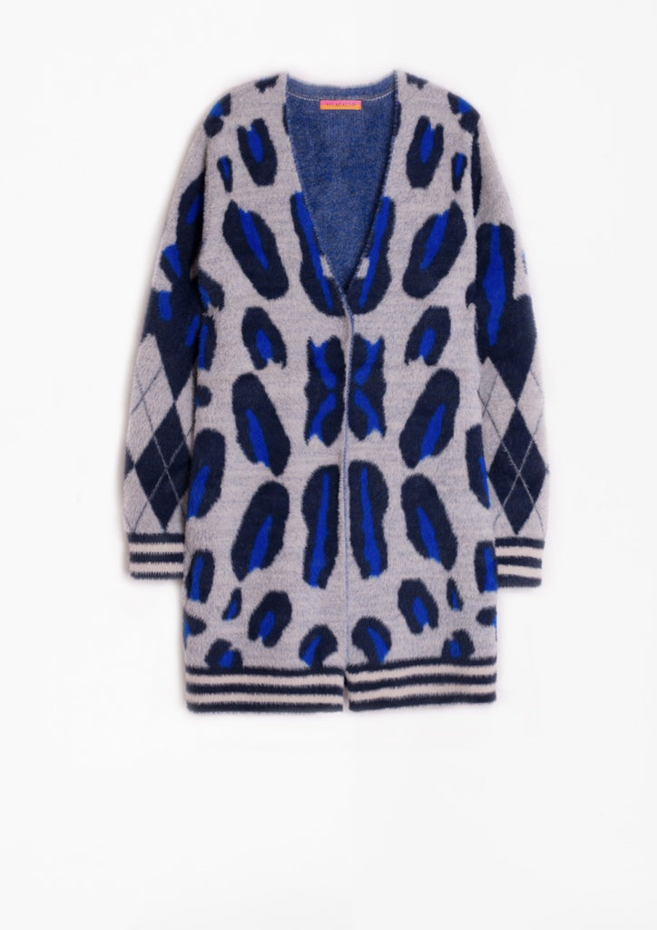 Sally Cardigan in Blue and Navy Print
