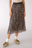 Leopard print mesh pleated skirt