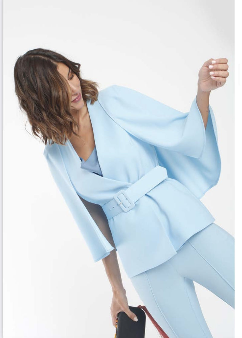 Sky blue wrap top