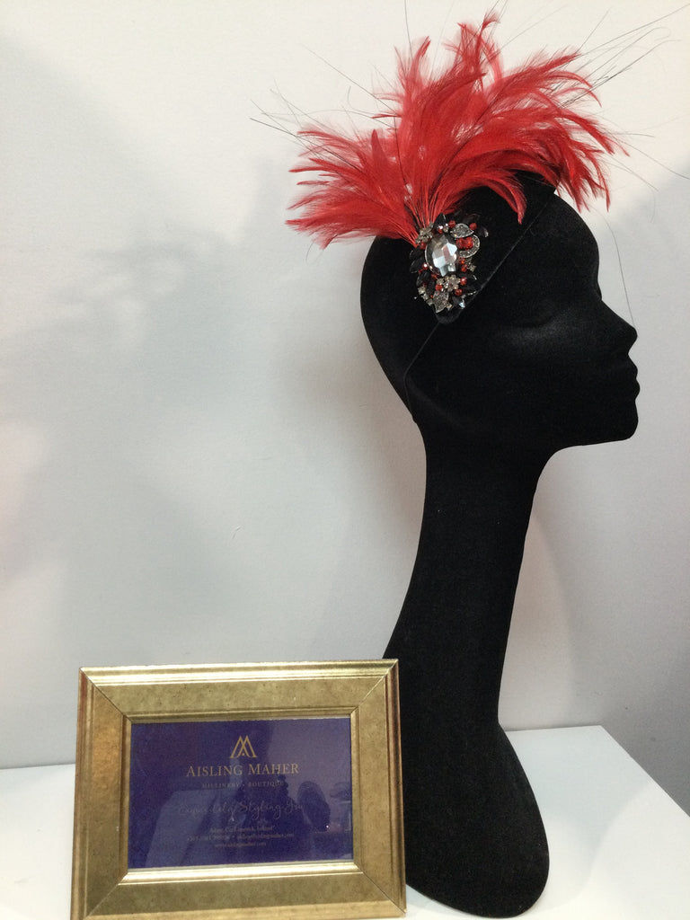 Red and Black Feather Headpiece