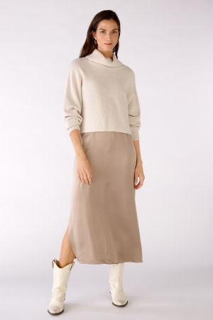 Cropped poloneck jumper in oatmeal