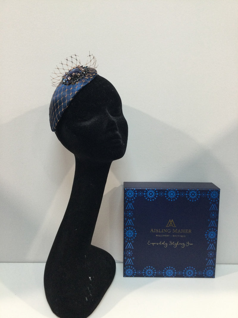 Navy and Rose Gold Teardrop Headpiece