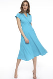Turquoise Dress with Pleated Skirt