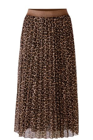 Mesh pleated skirt in leopard print