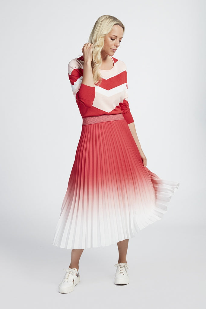 Red and White Two Tone Skirt