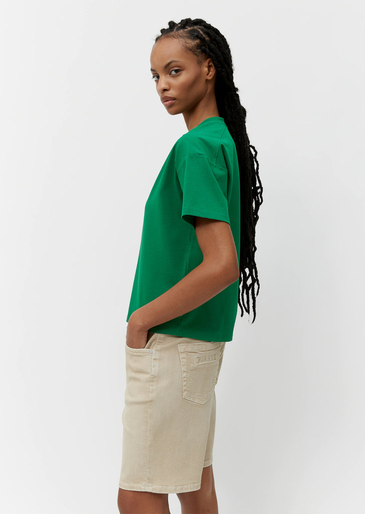Green Cotton T-shirt V Neck