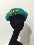 Green Beret with Gold & Green Crystals