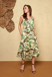 Tropical Leaf Print Sun Dress