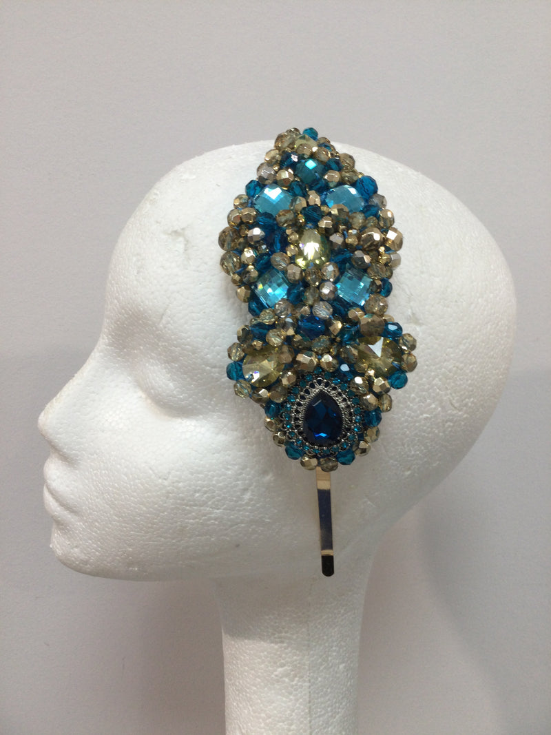 Plumeria in Teal and Gold