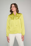 Pussy bow blouse in lime