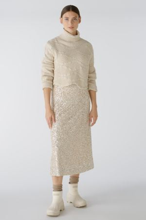Sequin skirt in nude silver