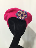 Pink Beret with Flower Motif