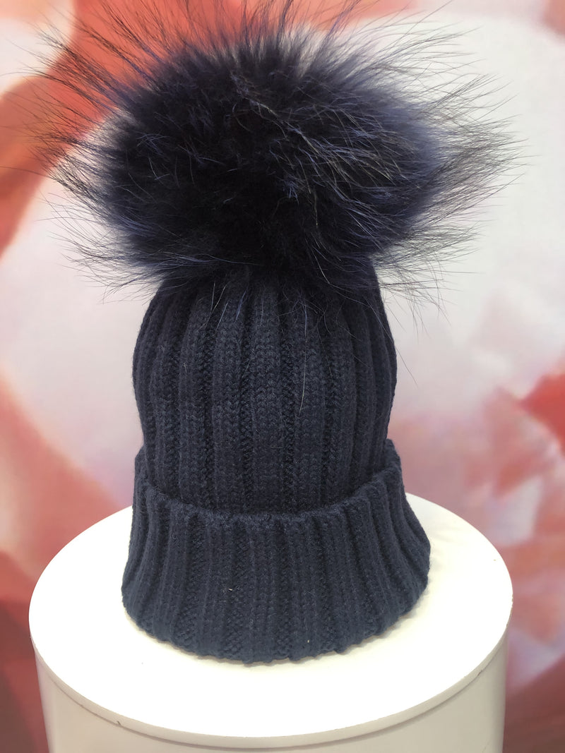 Pom Pom Hat in Navy