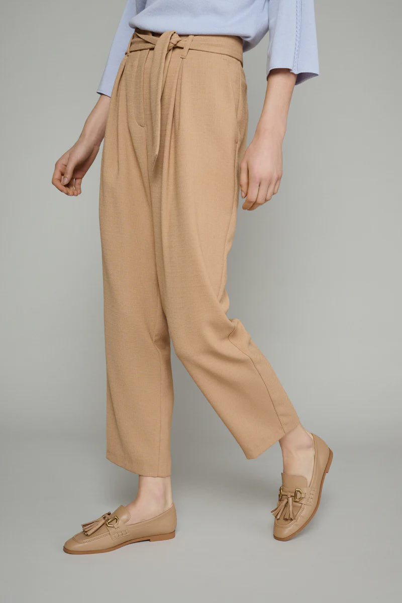 Camel Trousers with Tie Waist