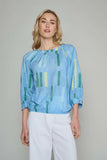 Loose Fitting Blouse with Blue Print