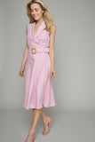 Pink Linen Dress with Belt