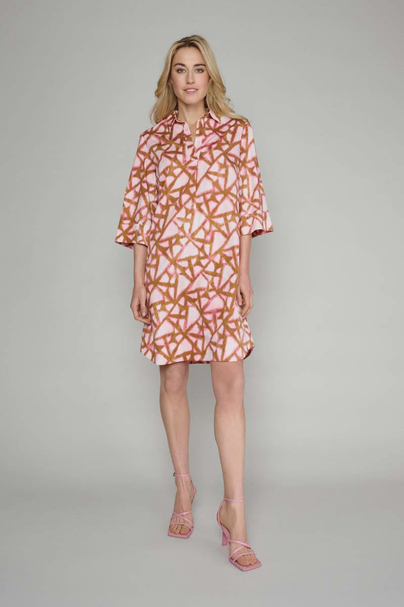 Shift Dress in Pink and Teracotta
